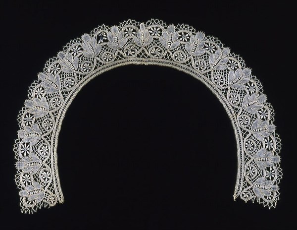 Collar, 1850s/60s, Belgium, Belgium, Cotton and linen, bobbin straight lace, 17.8 × 22.8 cm (7 × 9 in.)
