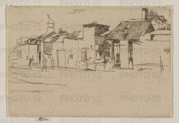 The Old Swan Brewery, Chelsea, 1872/73, James McNeill Whistler, American, 1834-1903, United States, Etching in dark brown ink on ivory laid paper, 67 x 99 mm (plate), 70 x 99 mm (sheet)