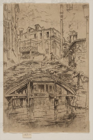 Ponte del Piovan, 1879/80, James McNeill Whistler, American, 1834-1903, United States, Etching and drypoint with foul biting in dark brown ink on cream laid paper, 229 x 153 mm (image, trimmed within plate mark), 237 x 153 mm (sheet)