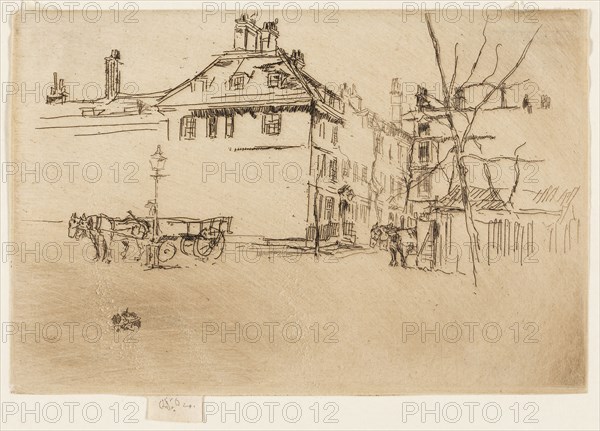The Temple, 1880/81, James McNeill Whistler, American, 1834-1903, United States, Etching in black ink on ivory Asian laid paper, 101 x 152 mm (image, trimmed within plate mark), 108 x 152 mm (sheet)
