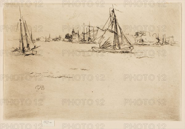 Dordrecht, 1886, James McNeill Whistler, American, 1834-1903, United States, Etching and drypoint in black ink on cream laid paper, 152 x 227 mm (image, trimmed within plate mark), 159 x 227 mm (sheet)