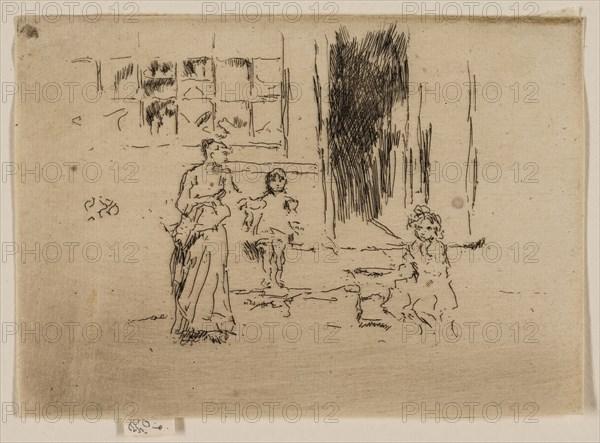 Petticoat Lane, 1887, James McNeill Whistler, American, 1834-1903, United States, Etching and drypoint with foul biting in black ink on ivory laid paper, 94 x 133 mm (image, trimmed within plate mark), 99 x 133 mm (sheet)
