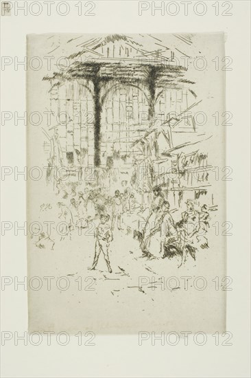 Clothes-Exchange, Houndsditch, No. 2, 1887, James McNeill Whistler, American, 1834-1903, United States, Etching and drypoint with foul biting in black ink on ivory laid paper, 227 x 151 mm (image, trimmed within plate mark), 230 x 151 mm (sheet)