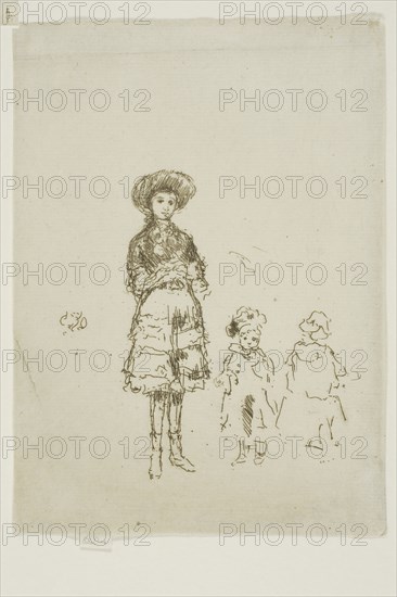 The Little Nurse, Grays Inn, 1887, James McNeill Whistler, American, 1834-1903, United States, Etching with foul biting in black ink on ivory laid paper, 133 x 96 mm (image, trimmed within plate mark), 135 x 96 mm (sheet)