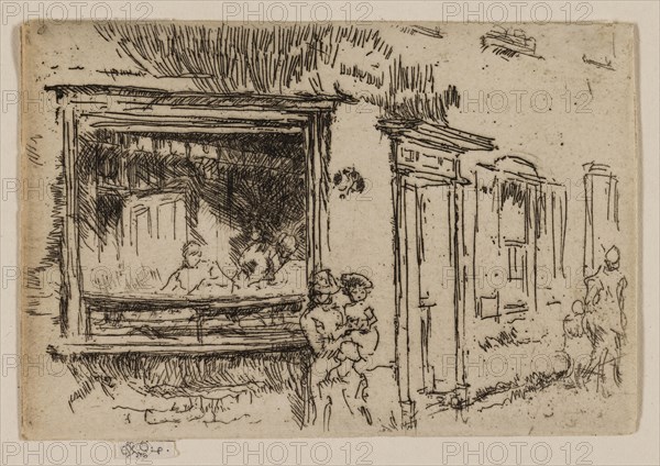Butcher’s Shop, Sandwich, Kent, 1887, James McNeill Whistler, American, 1834-1903, United States, Etching and drypoint with foul biting in black ink on ivory laid paper, 67 x 99 mm (image, trimmed within plate mark), 70 x 99 mm (sheet)
