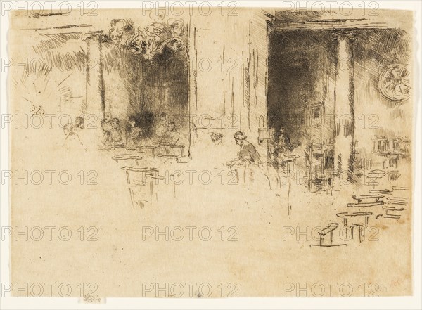 The Church, Brussels (Adoration), 1887, James McNeill Whistler, American, 1834-1903, United States, Etching and drypoint with foul biting in black ink on cream Japanese paper, 126 x 178 mm (image, trimmed within plate mark), 129 x 178 mm (sheet)