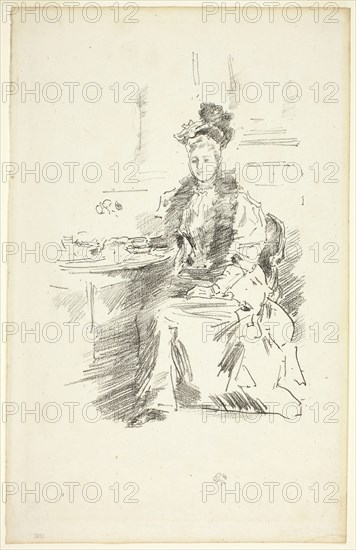 La Jolie New Yorkaise, 1894, James McNeill Whistler, American, 1834-1903, United States, Transfer lithograph in black on ivory laid paper, 226 x 157 mm (image), 324 x 206 mm (sheet)