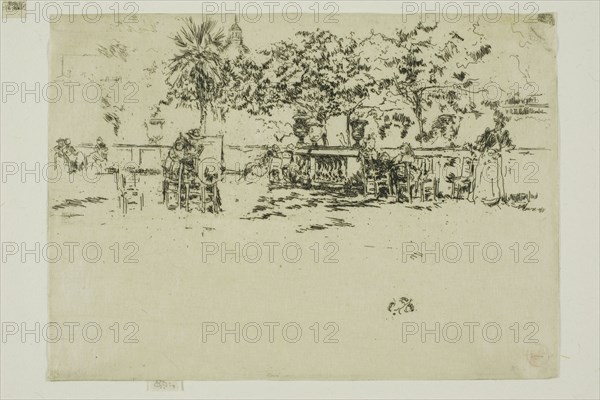 Little Terrace, Luxembourg Gardens, 1889/90, James McNeill Whistler, American, 1834-1903, United States, Etching with foul biting in black ink on cream Japanese paper, 126 x 176 mm (image, trimmed within plate mark), 130 x 176 mm (sheet)
