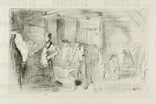 The Forge, 1861, James McNeill Whistler, American, 1834-1903, United States, Drypoint in black ink on ivory laid paper, 193 x 317 mm (plate), 213 x 341 mm (sheet)