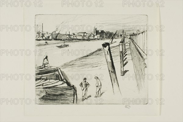 Millbank, 1861, James McNeill Whistler, American, 1834-1903, United States, Etching and drypoint in black ink on ivory laid paper, 101 x 127 mm (plate), 126 x 152 mm (sheet)