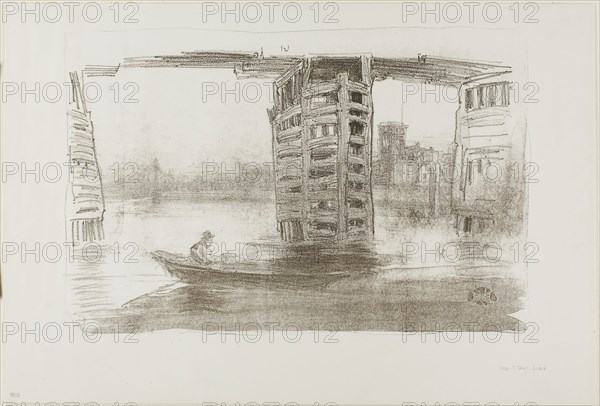 The Broad Bridge, 1878, James McNeill Whistler, American, 1834-1903, United States, Lithotint in brown ink, with scraping, on ivory plate paper, 206 x 281 mm (image, with legend), 242 x 356 mm (sheet)