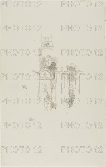 Entrance Gate, 1887, James McNeill Whistler, American, 1834-1903, United States, Transfer lithograph in black on ivory wove paper, 148 x 120 mm (image), 317 x 202 mm (sheet)