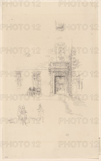 Courtyard, Chelsea Hospital, 1888, James McNeill Whistler, American, 1834-1903, United States, Lithograph, in black ink, with stumping, on cream wove paper, 215 x 162 mm (image), 316 x 196 mm (sheet)