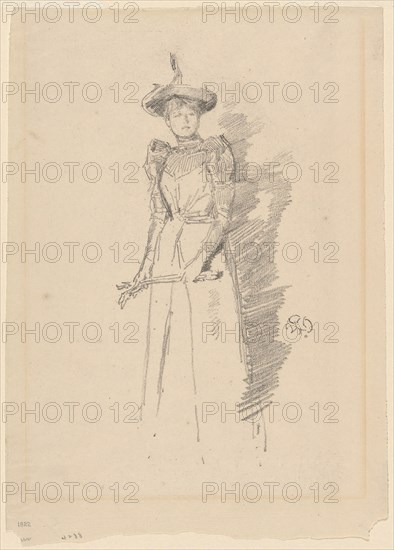 Suede Gloves, 1890, James McNeill Whistler, American, 1834-1903, United States, Transfer lithograph in black on cream laid paper, 216 x 102 mm (image), 280 x 199 mm (sheet)