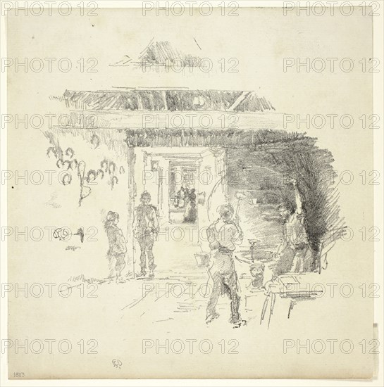The Tyresmith, 1890, James McNeill Whistler, American, 1834-1903, United States, Transfer lithograph in black on grayish ivory laid paper, 170 x 175 mm (image), 210 x 206 mm (sheet)