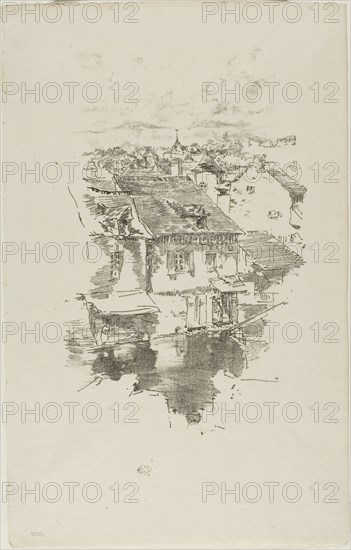 Vitré: The Canal, 1893, James McNeill Whistler, American, 1834-1903, United States, Transfer lithograph in black with stumping, on cream laid paper, 236 x 153 mm (image), 331 x 210 mm (sheet)