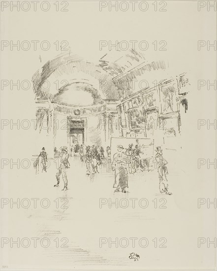 The Long Gallery, Louvre, 1894, James McNeill Whistler, American, 1834-1903, United States, Transfer lithograph in black with stumping, on cream wove paper, 216 x 159 mm (image), 298 x 206 mm (sheet)