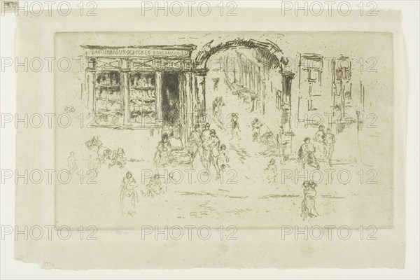 Archway, Brussels, 1887, James McNeill Whistler, American, 1834-1903, United States, Etching with foul biting in black ink on cream Japanese paper, 125 x 215 mm (plate), 165 x 248 mm (sheet)