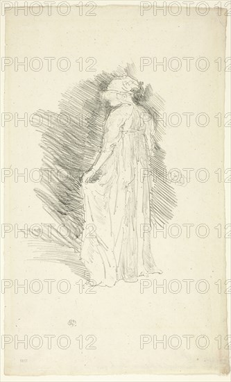The Draped Figure, Back View, 1893, James McNeill Whistler, American, 1834-1903, United States, Lithograph, in black ink, on ivory laid paper, 206 x 150 mm (image), 330 x 203 mm (sheet)