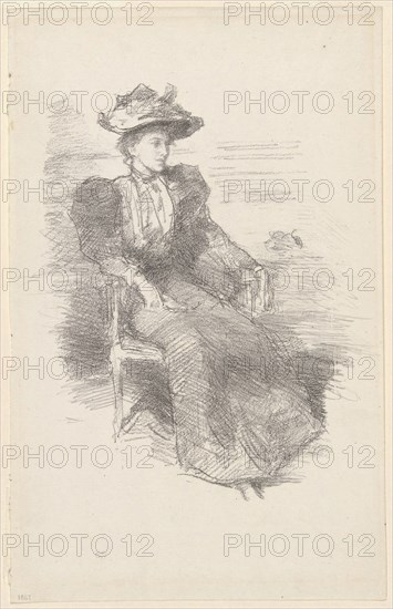 A Portrait: Mildred Howells, 1894/96, James McNeill Whistler, American, 1834-1903, United States, Transfer lithograph in black with scraping, on ivory laid paper, 226 x 197 mm (image), 319 x 202 mm (sheet)