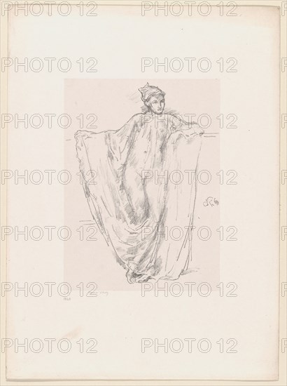 Figure Study, 1894, James McNeill Whistler, American, 1834-1903, United States, Transfer lithograph in black on grayish white chine, laid down on white plate paper, 186 x 141 mm (image), 195 x 144 mm (primary support), 344 x 252 mm (secondary support)