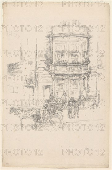 Back of the Gaiety Theatre, 1895, James McNeill Whistler, American, 1834-1903, United States, Lithograph in black on ivory laid paper, 261 x 232 mm (image), 384 x 250 mm (sheet)