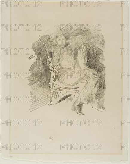 Firelight: Joseph Pennell, No. 1, 1896, James McNeill Whistler, American, 1834-1903, United States, Transfer lithograph in black on cream laid paper, 167 x 140 mm (image), 286 x 228 mm (sheet)