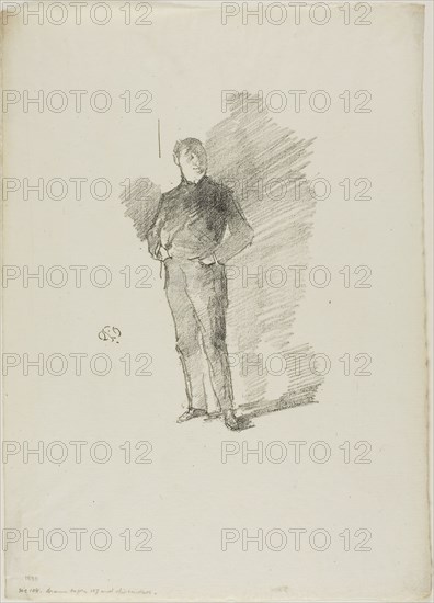 Study No. 2: Mr. Thomas Way, 1896, James McNeill Whistler, American, 1834-1903, United States, Transfer lithograph in black on cream laid paper, 168 x 112 mm (image), 295 x 212 mm (sheet)