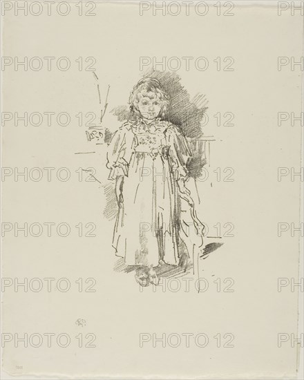 Little Evelyn, 1896, James McNeill Whistler, American, 1834-1903, United States, Transfer lithograph in black on cream laid paper, 174 x 115 mm (image), 287 x 230 mm (sheet)