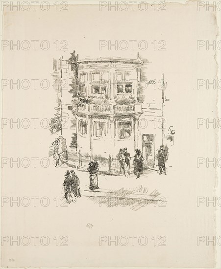 The Manager’s Window, Gaiety Theatre, 1896, James McNeill Whistler, American, 1834-1903, United States, Transfer lithograph in black on ivory laid paper, 173 x 136 mm (image), 285 x 228 mm (sheet)