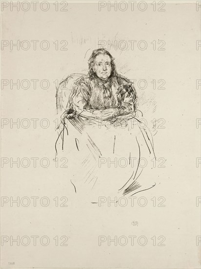 Portrait Study: Mrs. Philip, 1896, James McNeill Whistler, American, 1834-1903, United States, Transfer lithograph in black on ivory Japanese paper, 186 x 115 mm (image), 288 x 220 mm (sheet)