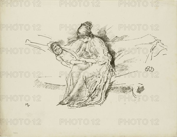 Mother and Child, No. 4, 1891, printed 1895, James McNeill Whistler, American, 1834-1903, United States, Transfer lithograph in black on ivory Japanese paper, 143 x 232 mm (image), 222 x 290 mm (sheet)