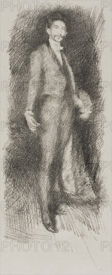 Count Robert de Montesquiou, No. 2, 1894, James McNeill Whistler, American, 1834-1903, United States, Transfer lithograph in black with scraping, on grayish ivory China paper, 227 x 96 mm (image), 364 x 294 mm (sheet)