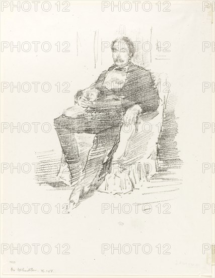 Portrait of Dr. Whistler, No. 2, 1894, James McNeill Whistler, American, 1834-1903, United States, Transfer lithograph in black ink on grayish ivory laid proofing paper, 192 x 154 mm (image), 276 x 215 mm (sheet)