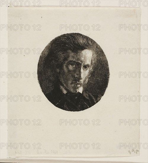 Portrait of Edmond de Courtives, c. 1849, Charles Meryon, French, 1821-1868, France, Etching in black on ivory wove paper, 49 × 45 mm (image), 85 × 75 mm (plate), 93 × 83 mm (sheet)