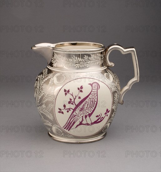 Jug, 1810/20, England, Staffordshire, Staffordshire, Lead-glazed earthenware with lustre decoration, 13.3 x 12.1 cm (5 1/4 x 4 3/4 in.)