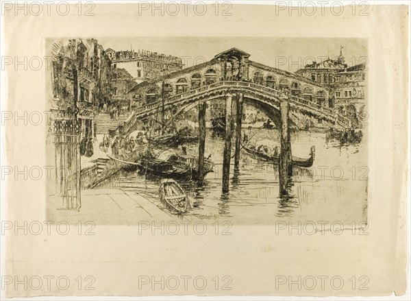 The Rialto, Venice, 1883, Frank Duveneck, American, 1848-1919, United States, Etching, with drypoint, on cream wove paper, 273 x 468 mm (image), 286 x 479 mm (plate), 425 x 586 mm (sheet)