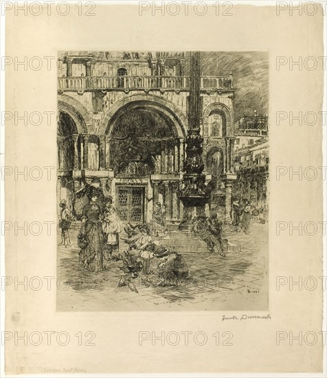Piazza San Marco, 1883, Frank Duveneck, American, 1848-1919, United States, Etching, with drypoint, on cream wove paper, 333 x 272 mm (image), 344 x 281 mm (plate), 475 x 407 mm (sheet)
