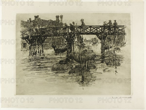 Fishing Quarter, Venice, 1880, Frank Duveneck, American, 1848-1919, United States, Etching and drypoint on ivory wove paper, 281 x 394 mm (image), 295 x 407 mm (plate), 368 x 488 mm (sheet)