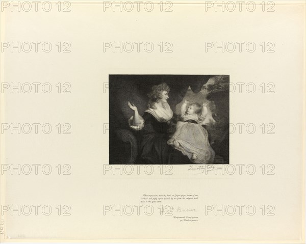Duchess of Devonshire and child, from Old English Masters, 1897, printed 1902, Timothy Cole (American, born England, 1852-1931), after Sir Joshua Reynolds (English, 1723-1792), United States, Wood engraving on chine paper, 435 x 345 mm (sheet)