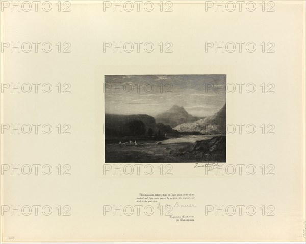 On the River Wye, from Old English Masters, 1898, printed 1902, Timothy Cole (American, born England, 1852-1931), after Richard Wilson (English 1714- 1782), United States, Wood engraving on chine paper, 435 x 345 mm (sheet)