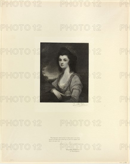 Portrait of Mrs. Davies, from Old English Masters, 1898, printed 1902, Timothy Cole (American, born England, 1852-1931), after George Romney (English, 1734-1802), United States, Wood engraving on chine paper, 435 x 345 mm (sheet)