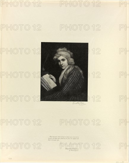 Portrait of Mary Wollstonecraft, from Old English Masters, 1899, printed 1902, Timothy Cole (American, born England, 1852-1931), after John Opie (English, 1761-1807), United States, Wood engraving on chine paper, 435 x 345 mm (sheet)