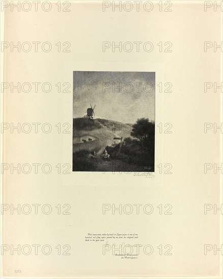 The Windmill, from Old English Masters, 1899, printed 1902, Timothy Cole (American, born England, 1852-1931), after John Crome (English, 1768-1821), United States, Wood engraving on chine paper, 435 x 345 mm (sheet)