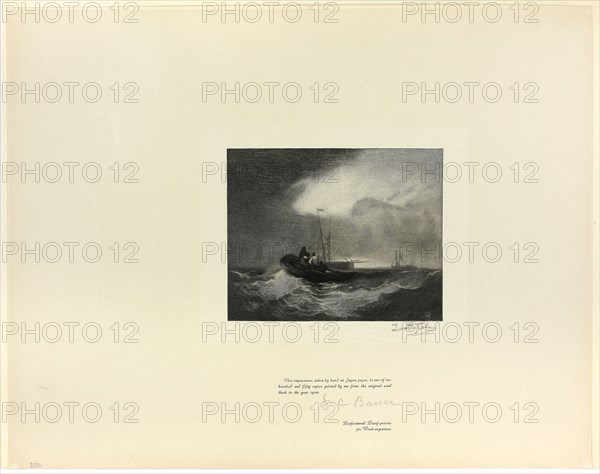Fishing Boats Off Yarmouth, from Old English Masters, 1899, printed 1902, Timothy Cole (American, born England, 1852-1931), after John Sell Cotman (English, 1782-1842), United States, Wood engraving on chine paper, 435 x 345 mm (sheet)