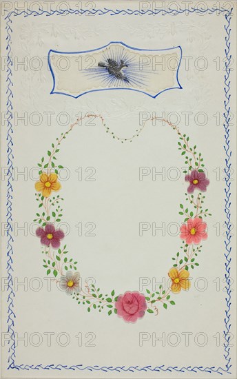 Untitled Valentine (Dove with Letter), c. 1850, Unknown Artist, English, 19th century, England, Collaged elements and watercolor on cut and embossed ivory wove paper, 180 × 114 mm (folded sheet)