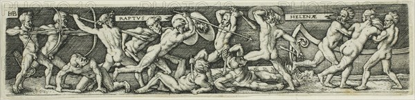 The Abduction of Helen, n.d., Sebald Beham (German, 1500-1550), after Barthel Beham (German, 1502-1540), Germany, Engraving in black on ivory laid paper, 26 x 116 mm (image/plate), 25 x 114.5 mm (sheet)