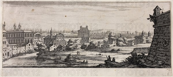 View of Rome: Number 12, n.d., François Collignon, French, c. 1609-1657, France, Etching on ivory laid paper, 113 × 250 mm (sheet)