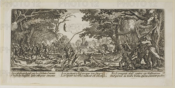 The Peasants Avenge Themselves, plate seventeen from The Large Miseries of War, n.d., Gerrit Lucasz van Schagen (Dutch, born 1642), after Jacques Callot (French, 1592-1635), Netherlands, Etching on paper, 75 x 182 mm (image), 84 x 184 mm (plate), 101 x 201 mm (sheet)