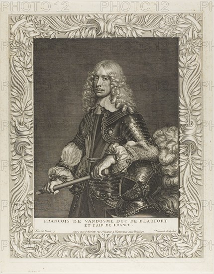 François de Vendôme, Duc de Beaufort, c. 1648, Robert Nanteuil (French, 1623-1678), after Jean Nocroit (French, 1615-1672), France, Engraving on paper, 309 × 250 mm (image), 434 × 340 mm (plate), 466 × 369 mm (sheet)